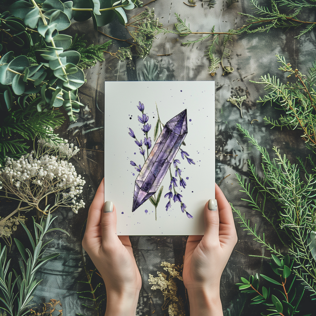 Watercolor Painting Print - Clear Lavender Amethyst