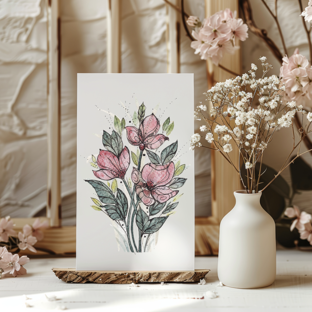 Petals in Pink -  Original Watercolor Botanical Artwork