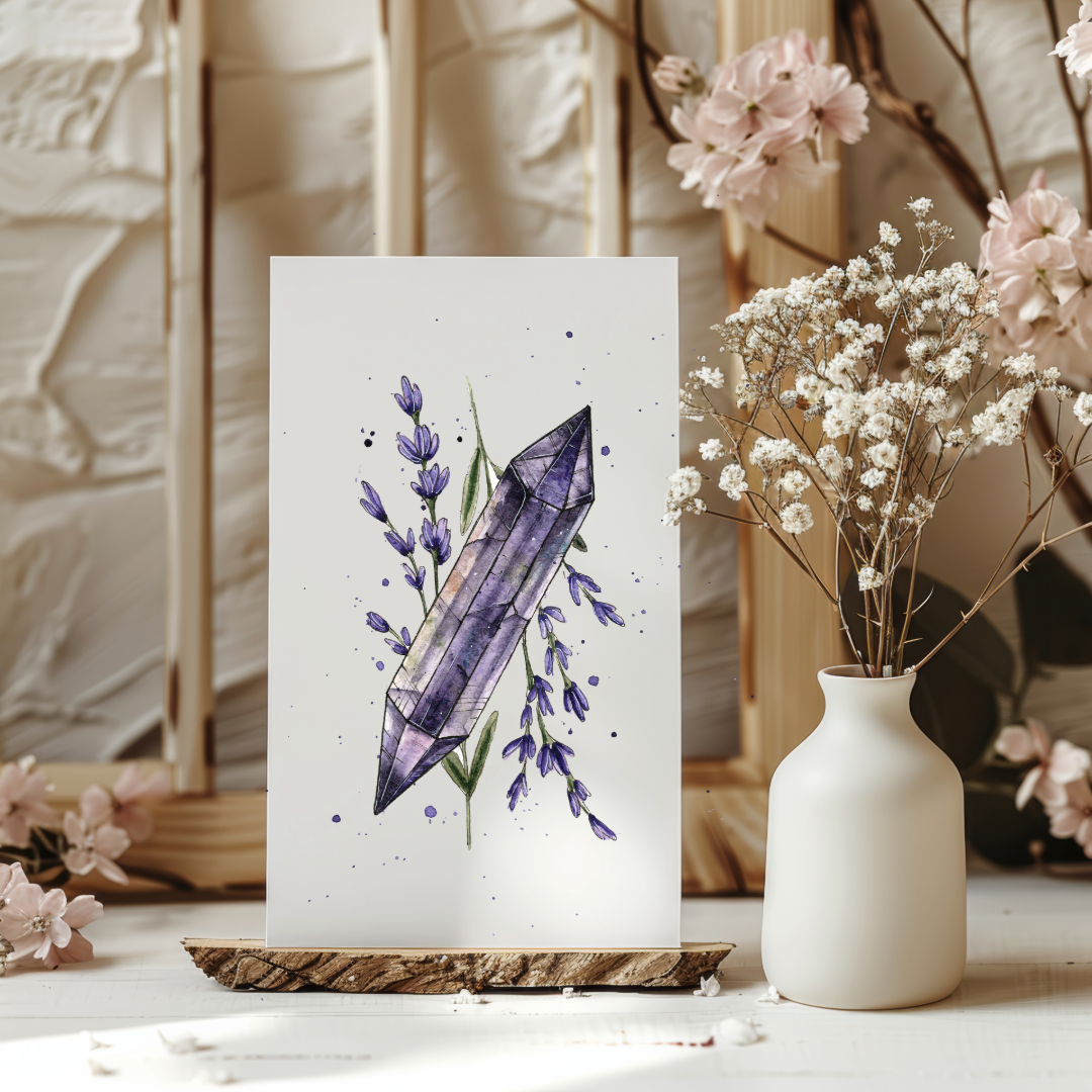 Watercolor Painting Print - Clear Lavender Amethyst