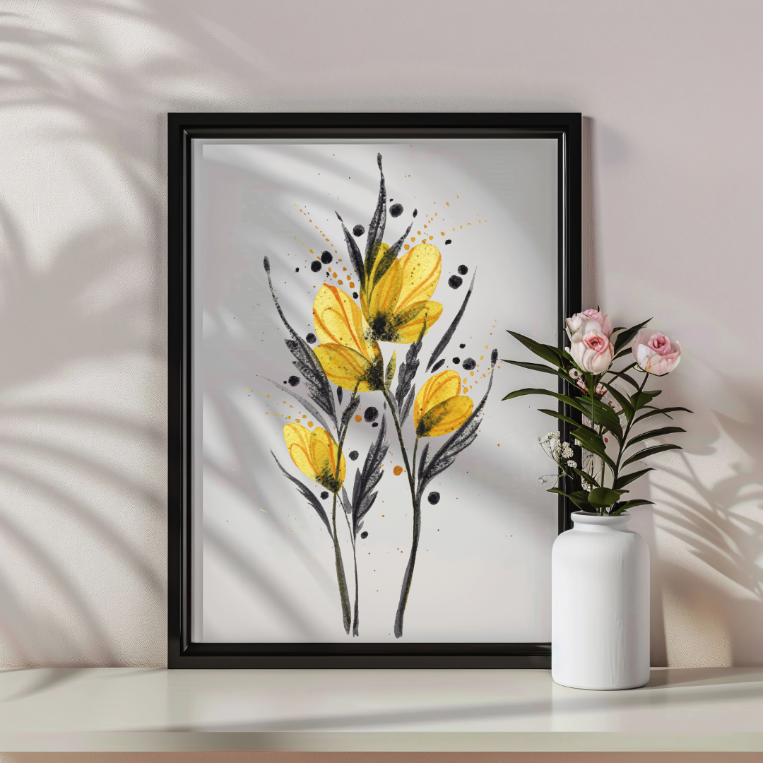 Golden Petals -  Original Watercolor Botanical Artwork