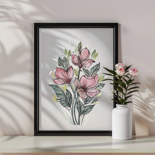 Petals in Pink - Fine Art Botanical Print - Watercolor Flower Art