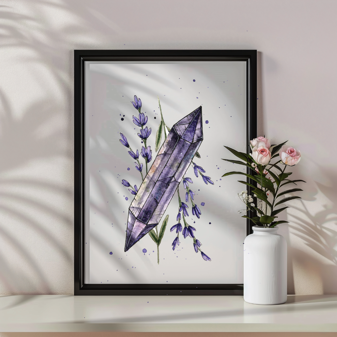 Watercolor Painting Print - Clear Lavender Amethyst