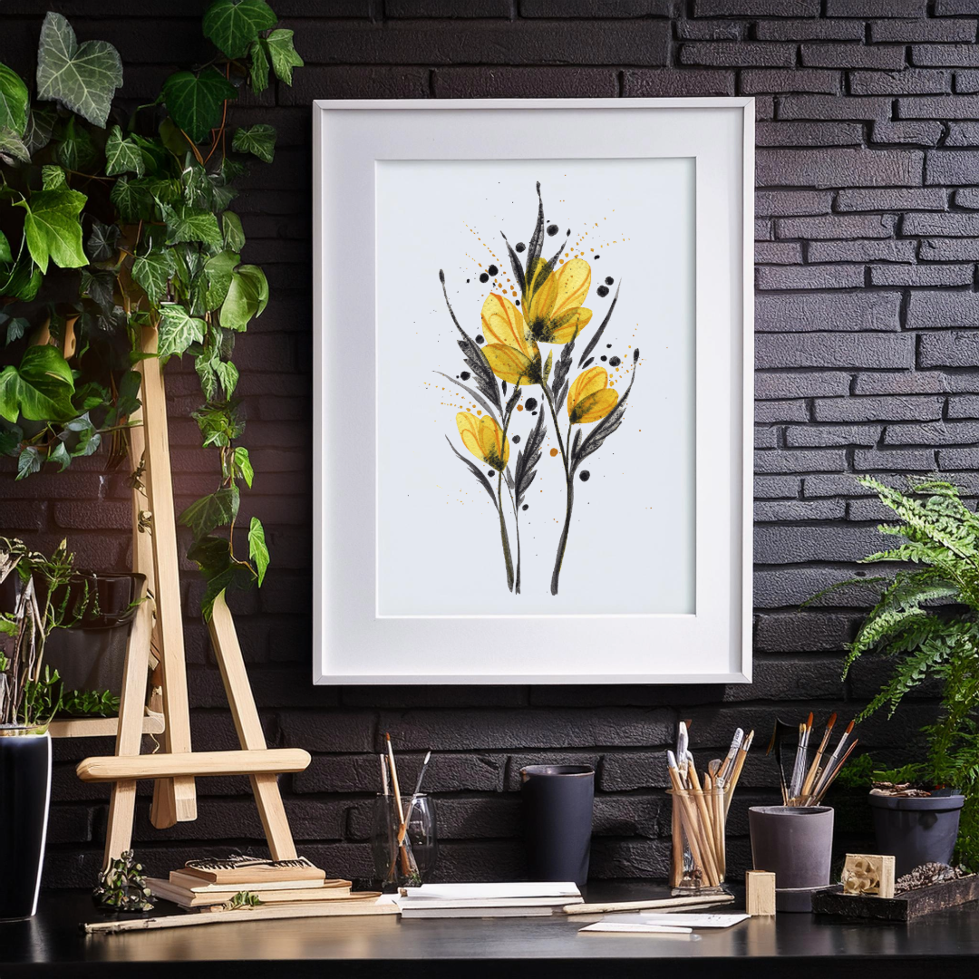 Golden Petals -  Original Watercolor Botanical Artwork