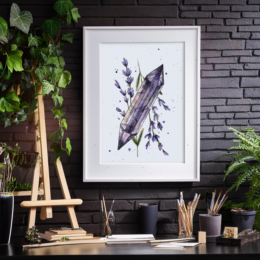 Watercolor Painting Print - Clear Lavender Amethyst