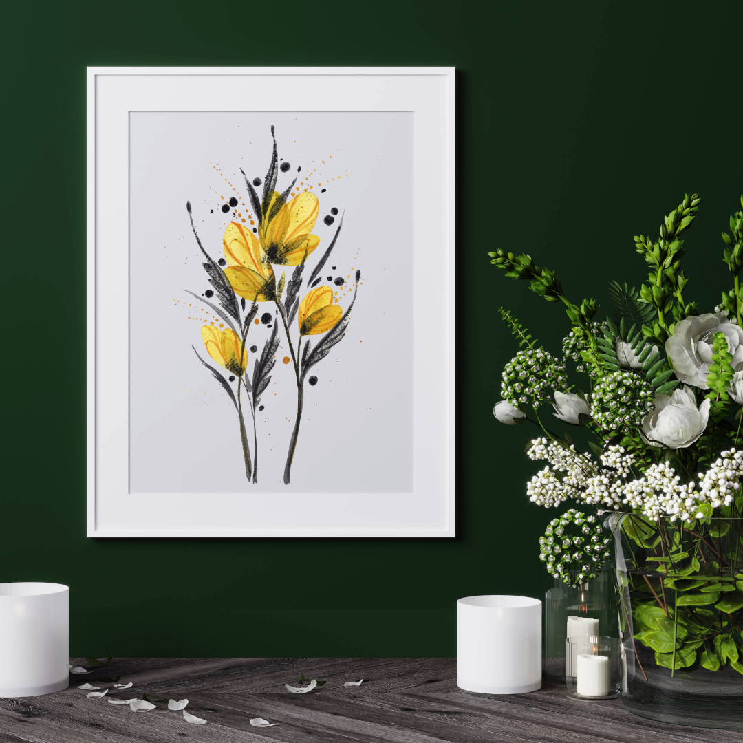 Golden Petals -  Original Watercolor Botanical Artwork