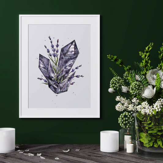 Elegant Original Watercolor Painting - Lavender Amethyst