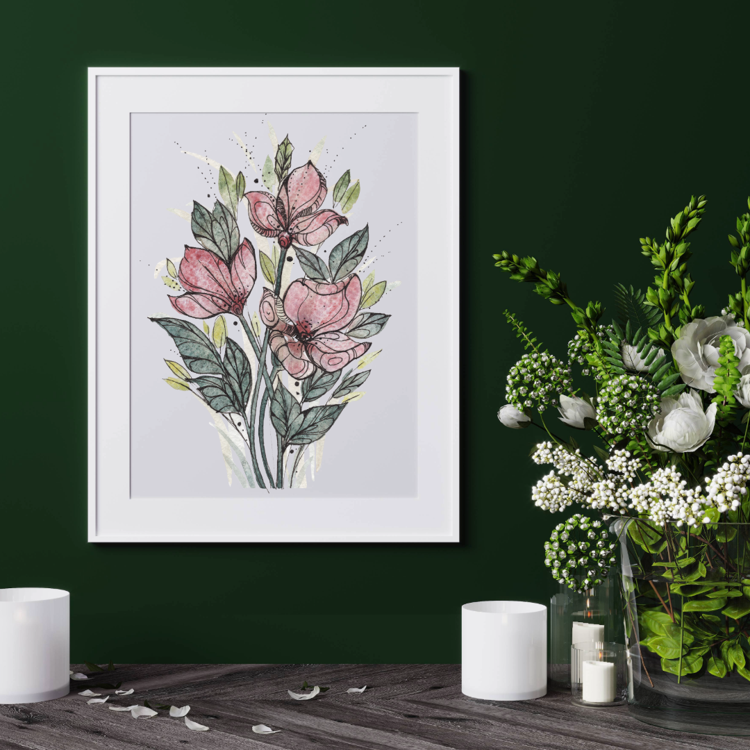 Petals in Pink -  Original Watercolor Botanical Artwork