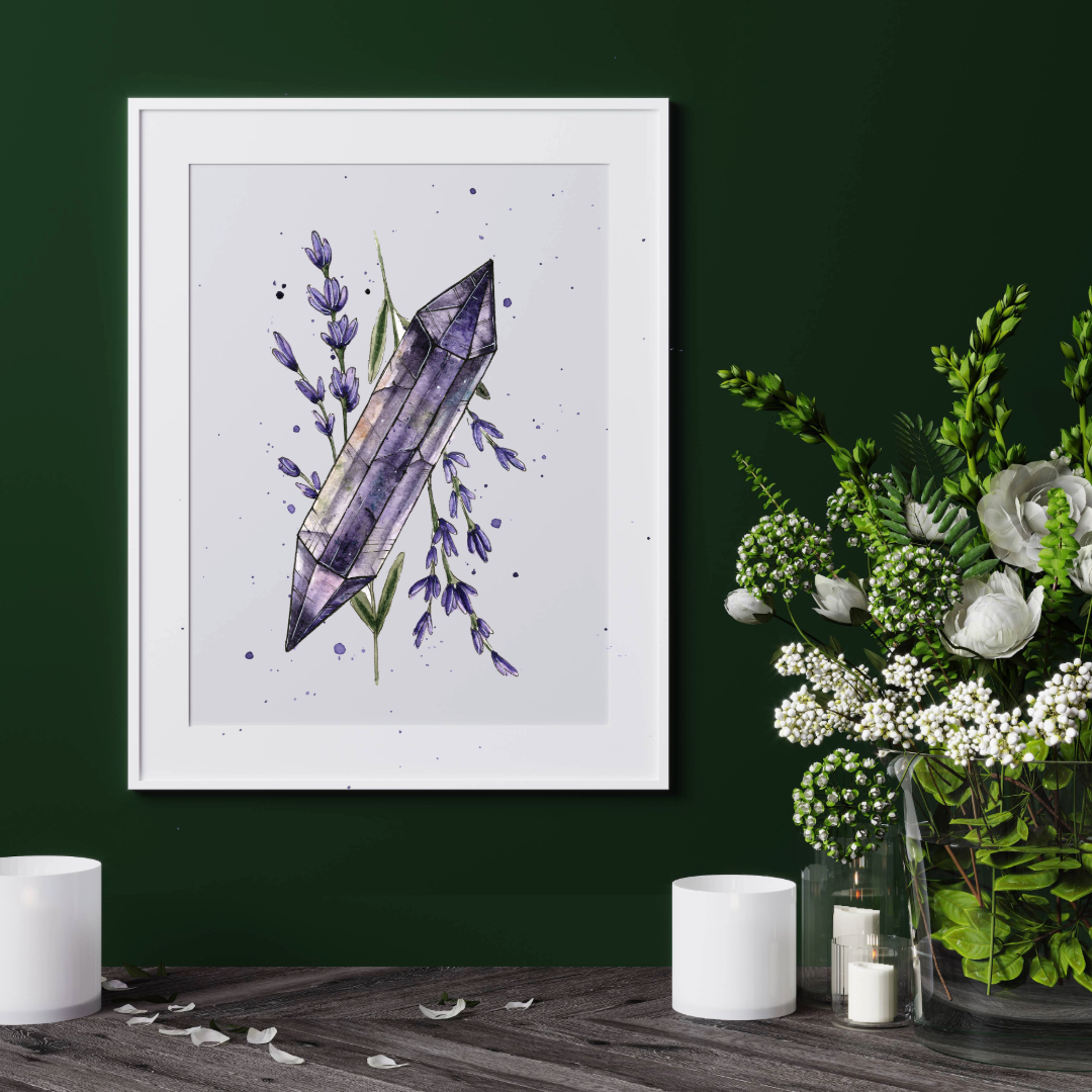 Watercolor Painting Print - Clear Lavender Amethyst