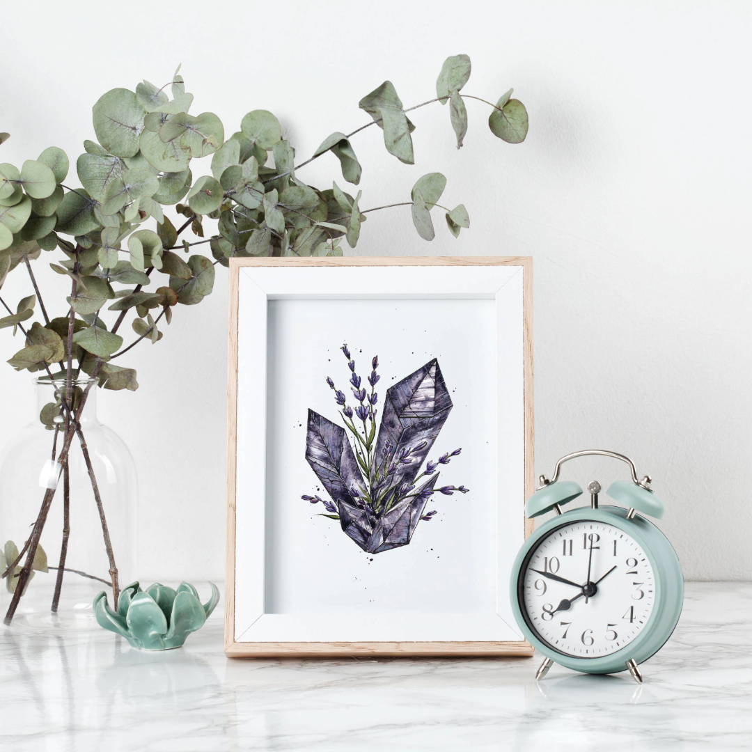 Elegant Original Watercolor Painting - Lavender Amethyst