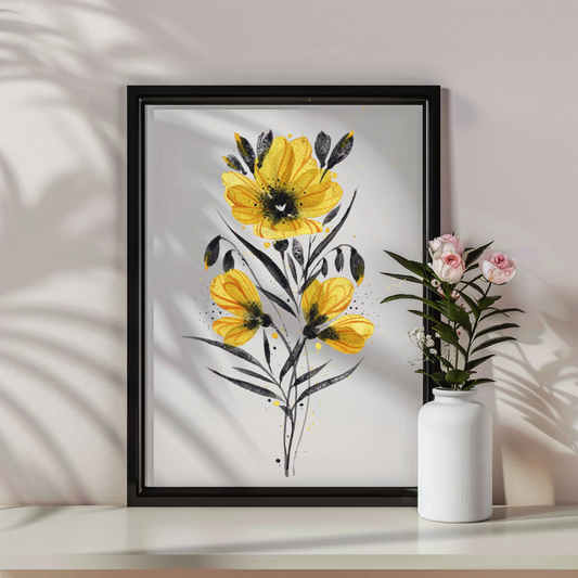 Golden bloom - Original Watercolor Botanical Painting