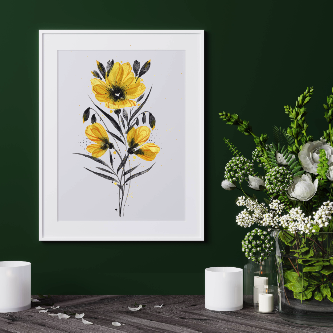 Golden bloom - Original Watercolor Botanical Painting